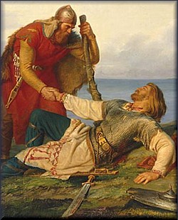 Hjalmar's Parting from Orvar Odd, by Marten Winge, 1866