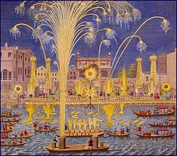 Royal Fireworks on the Thames, May 1749